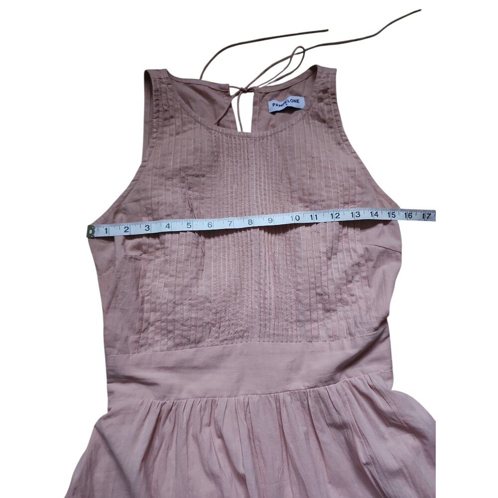 Pampelone Cotton Tiered Maxi Dress Womens S Blush Pink Cottage Pleated Feminine - Picture 8 of 10